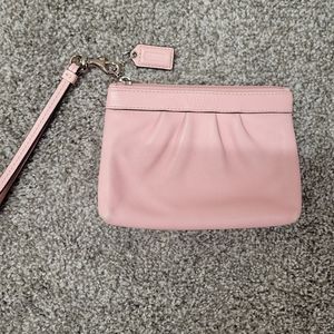 Pink Leather Coach Wristlet